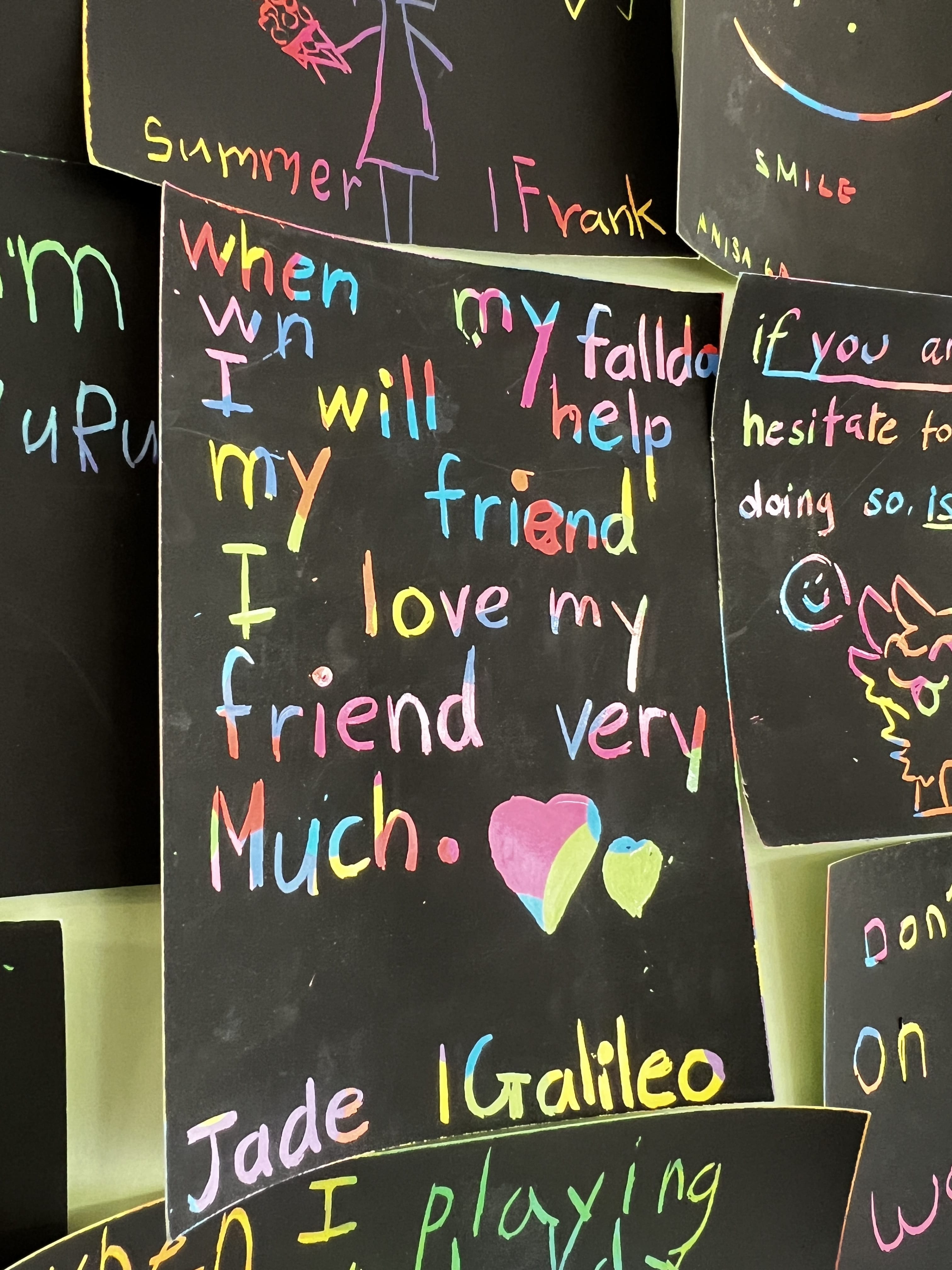 Posters with encouraging messages written on them
